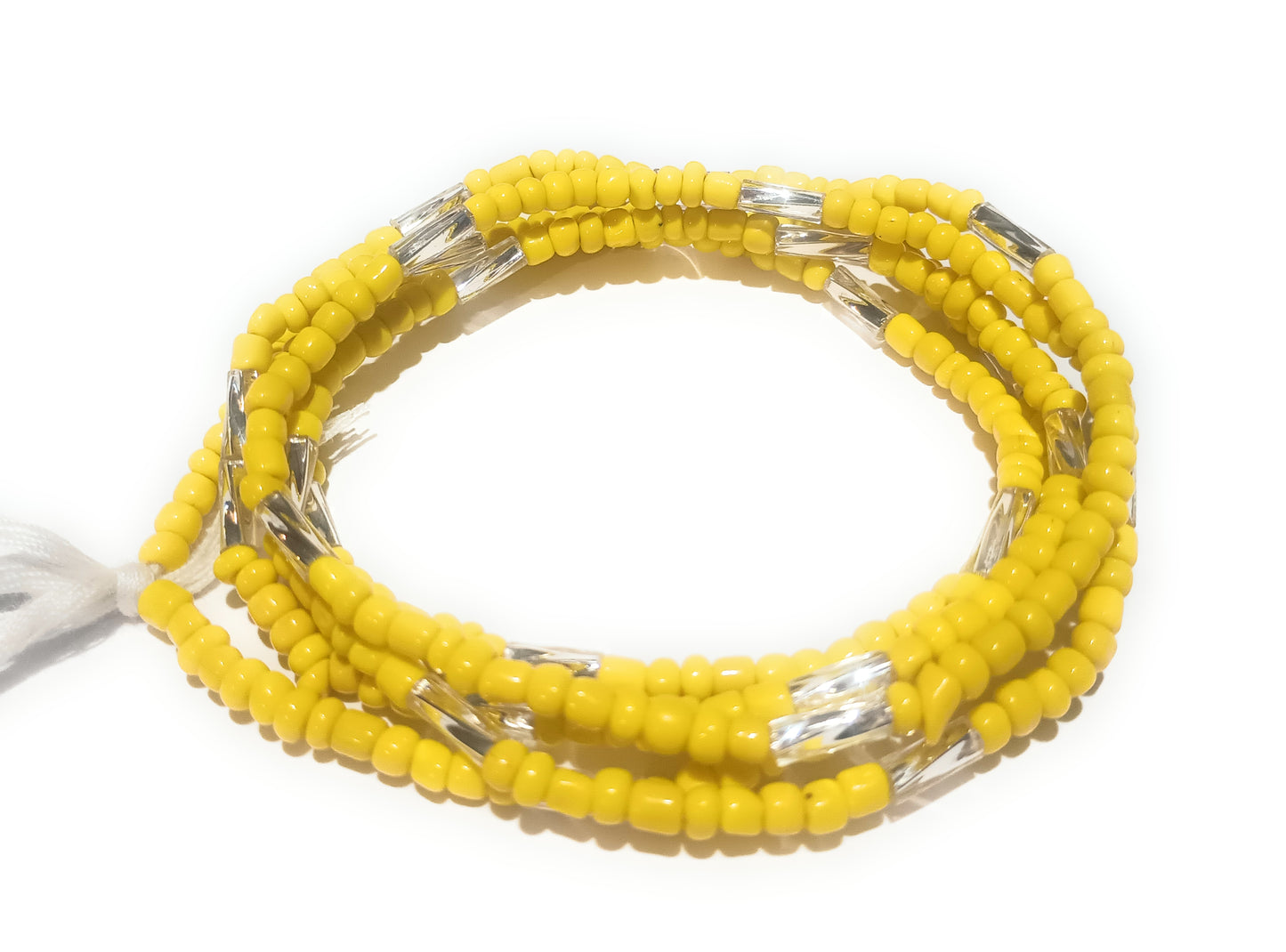 Yellow Waist Beads Set, Two 42-Inch Tie-On Strands