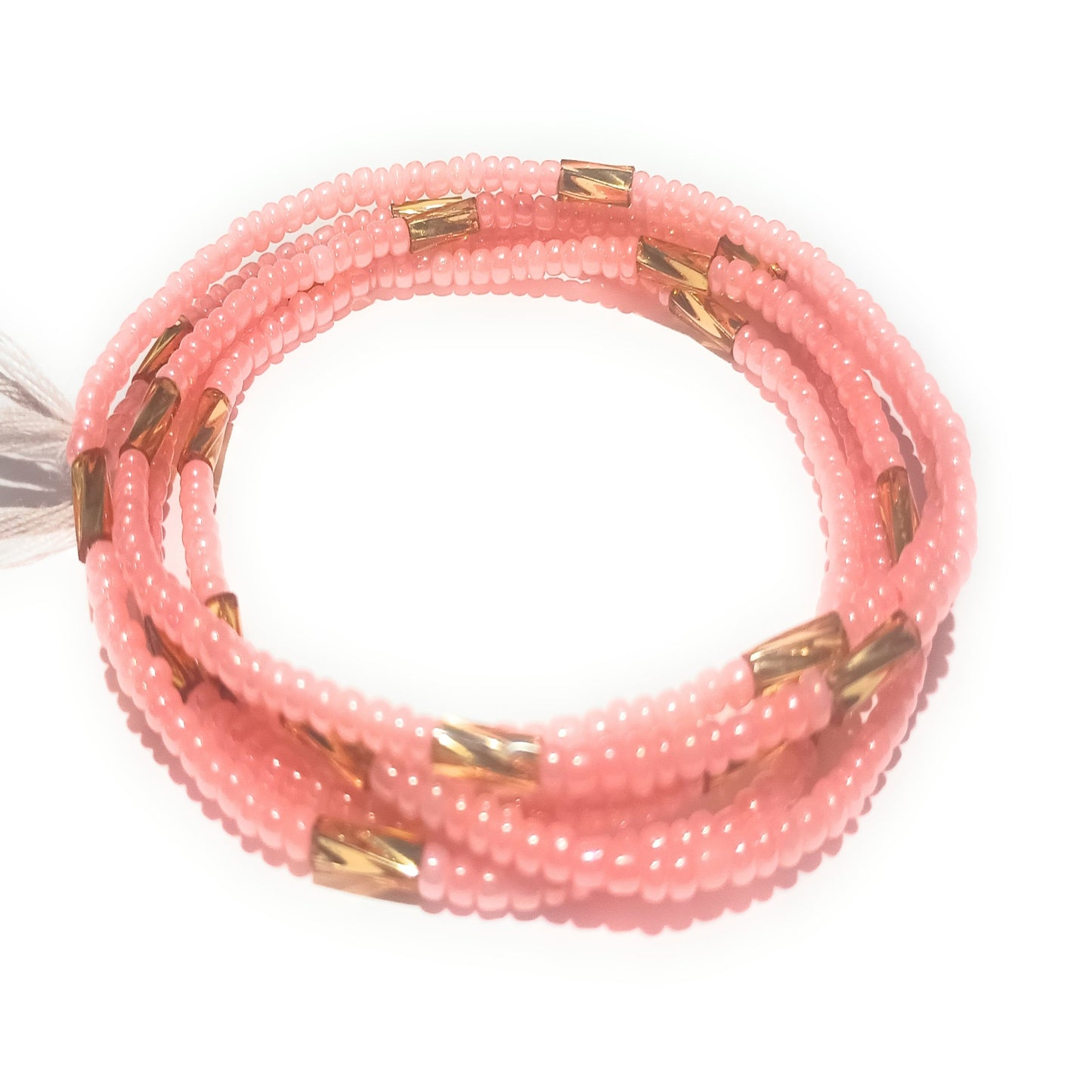 Gold Accented Waist Bead Strands, Variety Colors, 42-Inch Tie-On Cotton Strands