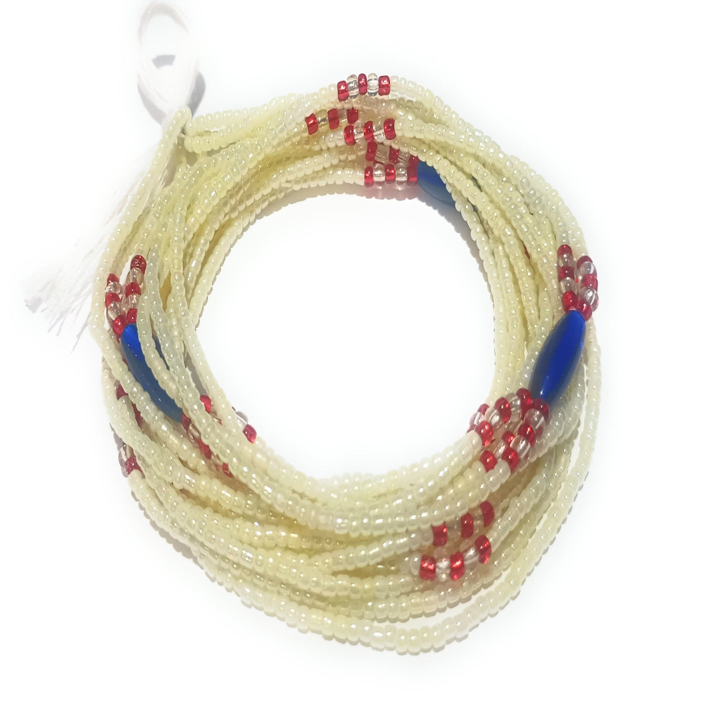 3-in-1 White Clear Cream Waist Bead Strands - Variety of Designs
