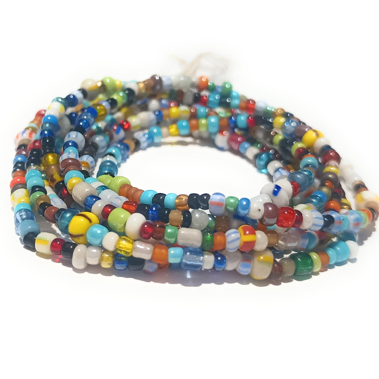 Traditional Multicolor Waist Beads, 42-Inch Tie-On Cotton Strand