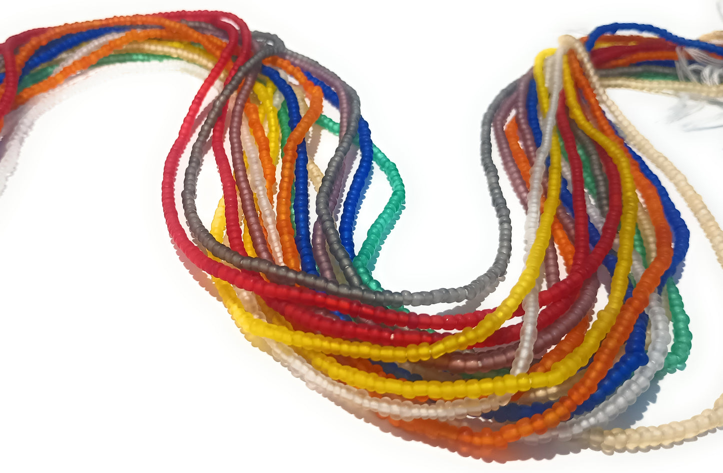 Nine Frosted Glass Waist Beads, Pack of Rainbow Colors