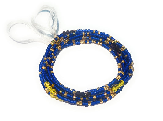 Multicolor Waist Beads with Diamond Shaped Clusters, 45-Inch Tie-On Strand