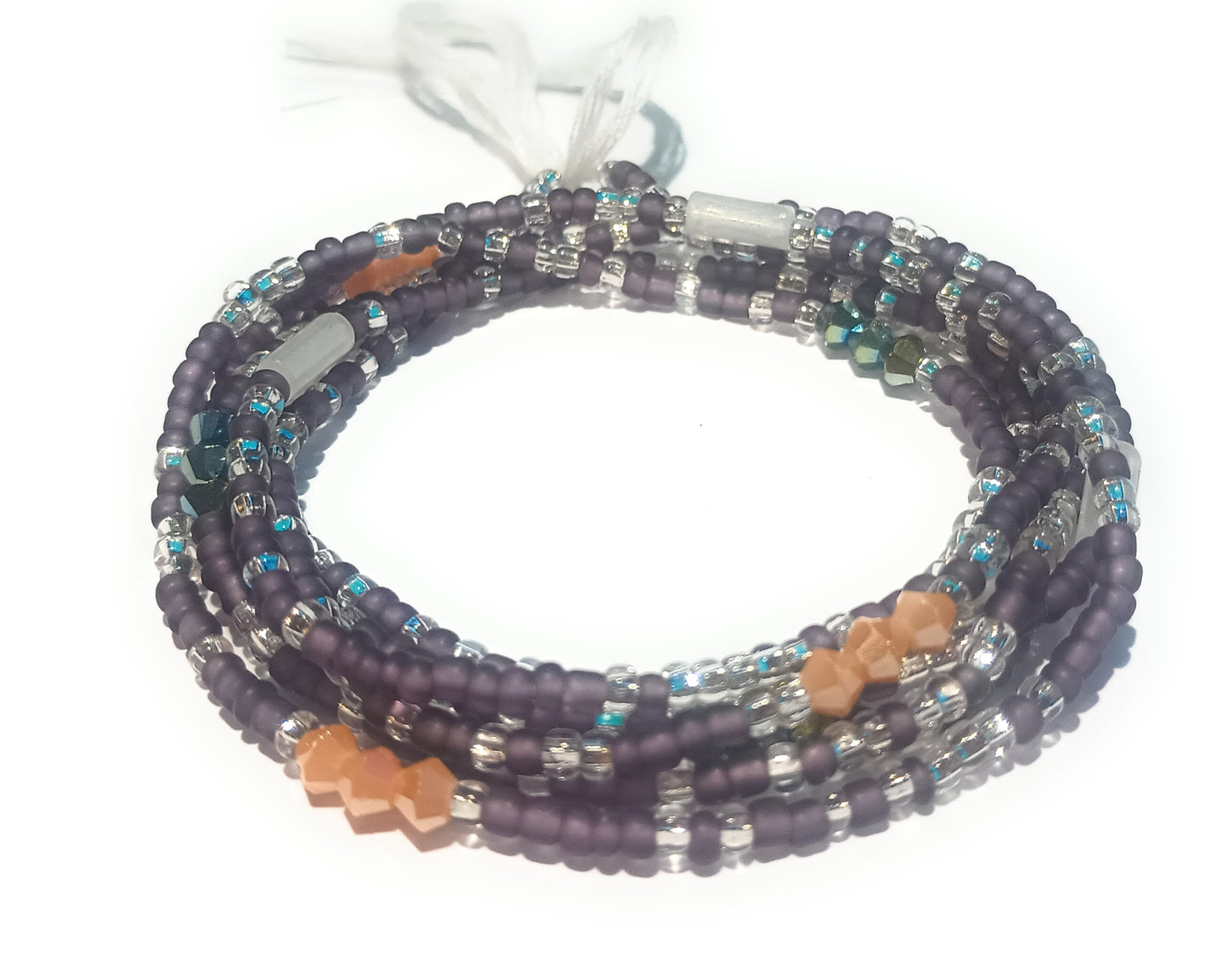 Multicolor Waist Beads with Glow Accents and Diamond Shaped Clusters, 45-Inch Tie-On Strand