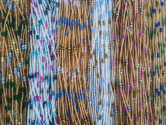 Gold and Clear Bead Strands with Colorful Accent Beads