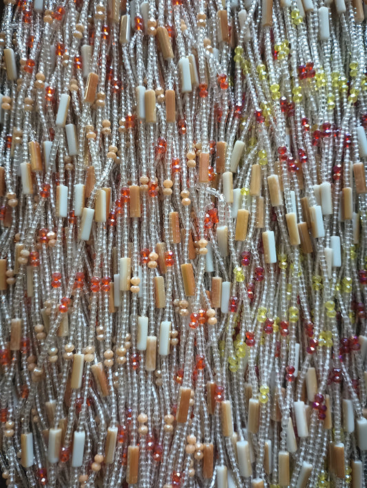 Clear Bead Strands with Cream Beads and Colorful Accent Beads