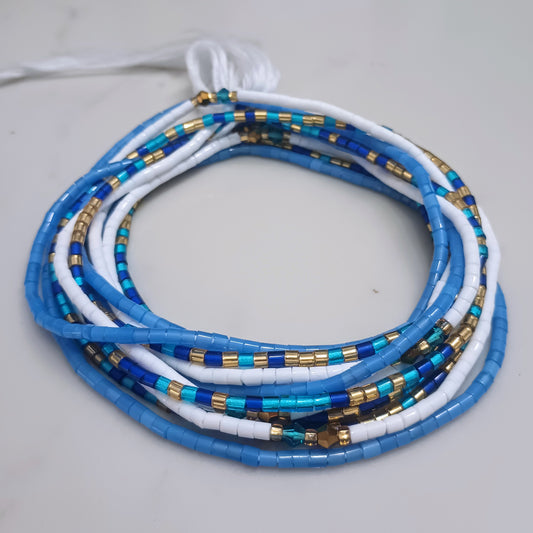 Arctic Blast Waist Bead Set, 3 Tie-on Strands, 44 Inches of Beads
