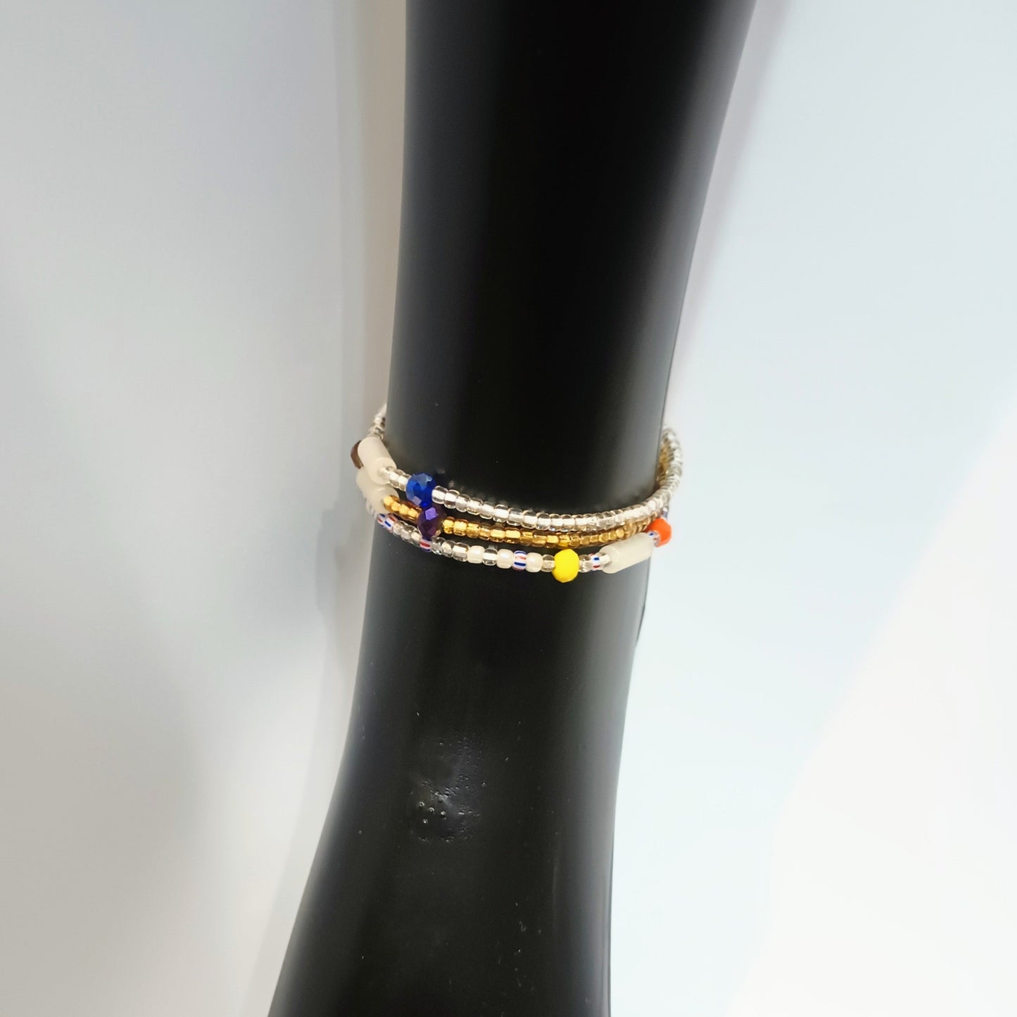 Tie-on Glass Bead Anklets with Glow Accents