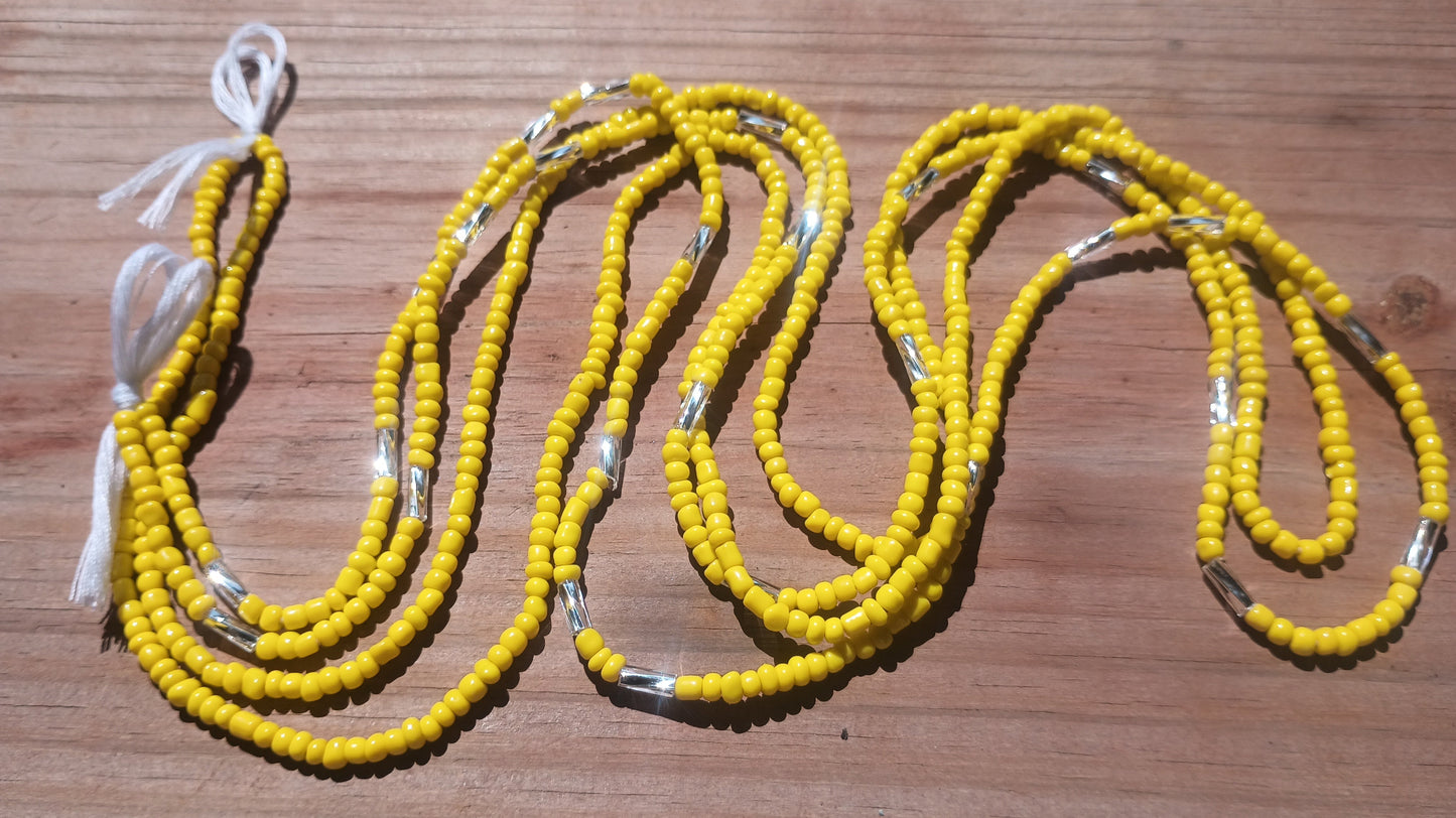 Yellow Waist Beads Set, Two 42-Inch Tie-On Strands
