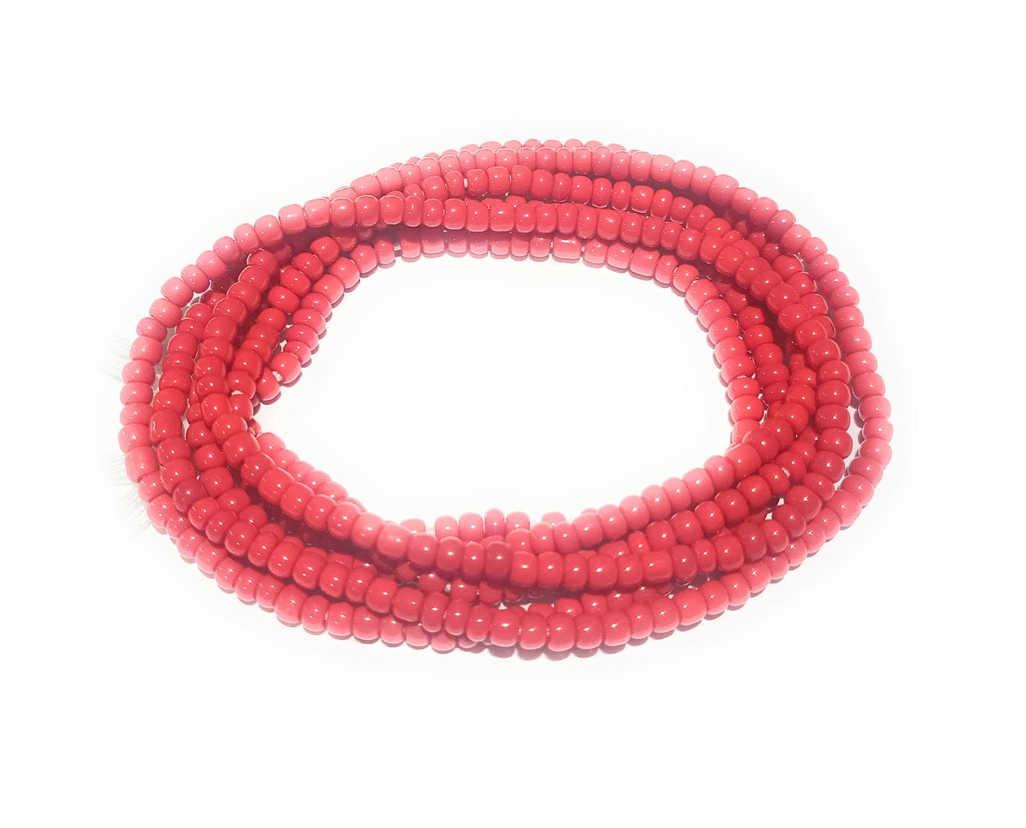 Red Waist Beads Set, Two 42-Inch Tie-On Strands