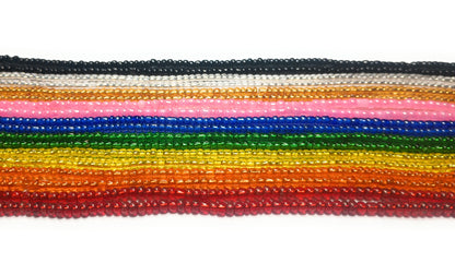 Nine Glossy Glass Waist Beads, Pack of Rainbow Colors