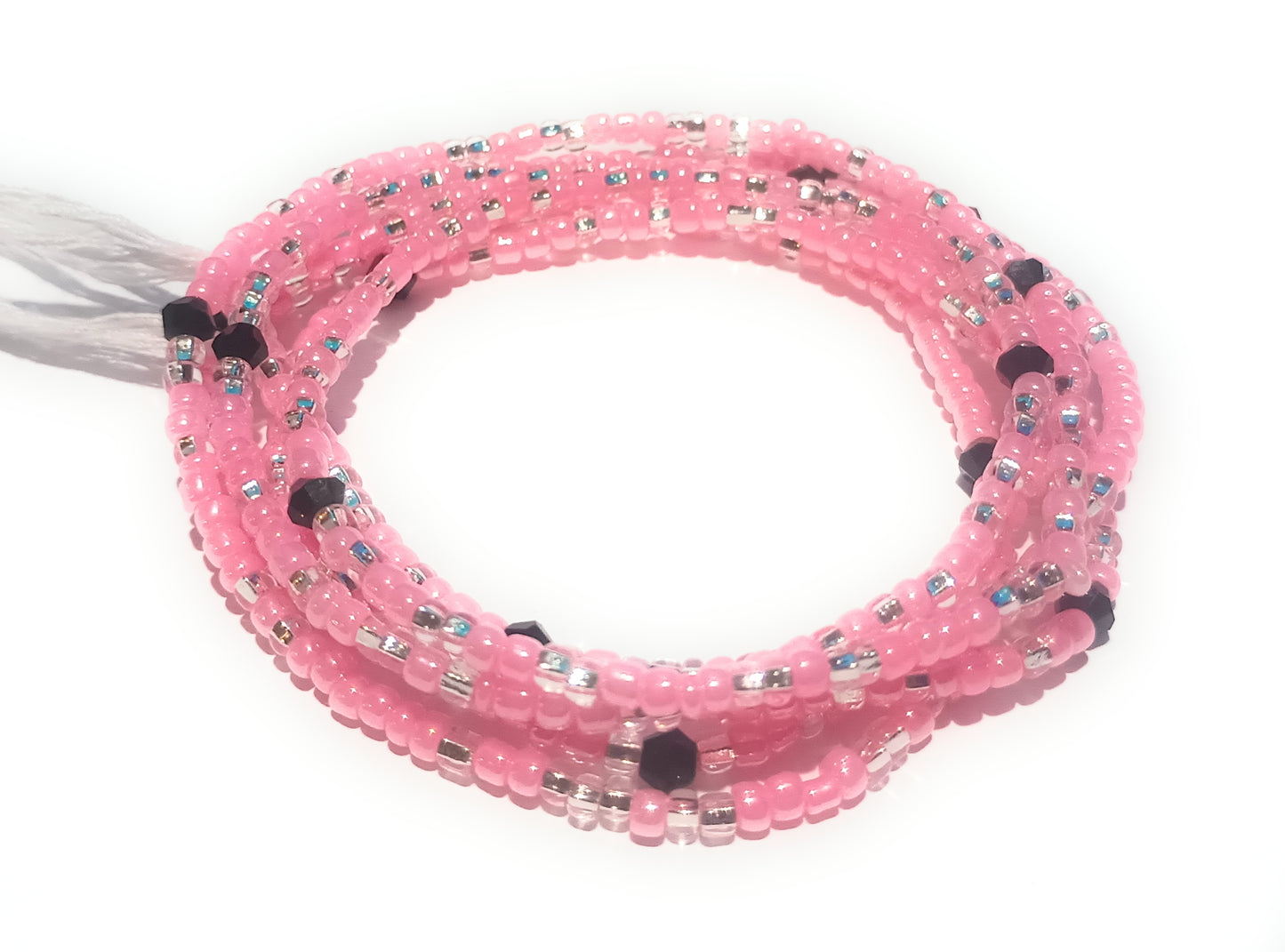 Multicolor Waist Beads with Diamond Shaped Accents, 45-Inch Tie-On Strand