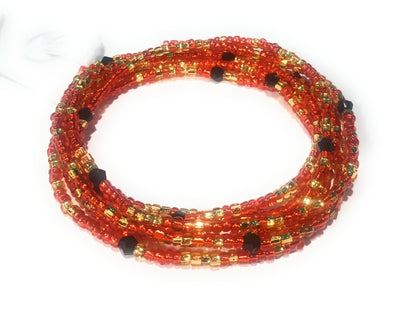 Multicolor Waist Beads with Diamond Shaped Accents, 45-Inch Tie-On Strand