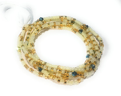 Multicolor Waist Beads with Diamond Shaped Accents, 45-Inch Tie-On Strand