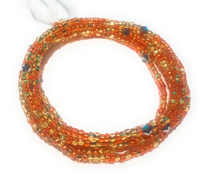 Multicolor Waist Beads with Diamond Shaped Accents, 45-Inch Tie-On Strand