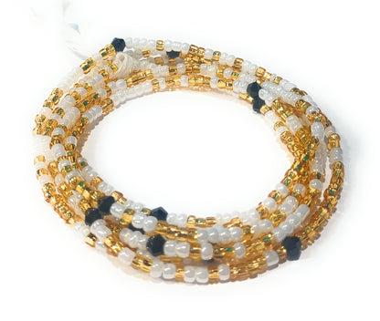 Multicolor Waist Beads with Diamond Shaped Accents, 45-Inch Tie-On Strand