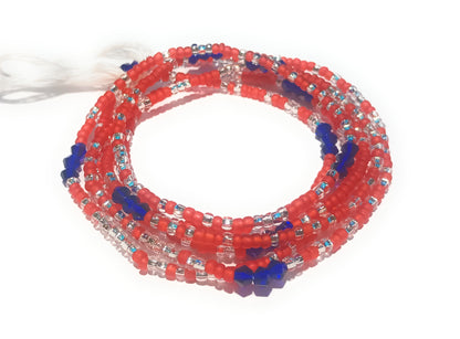 Multicolor Waist Beads with Diamond Shaped Clusters, 45-Inch Tie-On Strand
