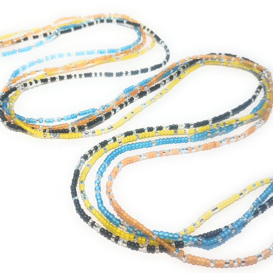 Multicolor Clear Variety Waist Beads, 44-Inch Tie-On Strand