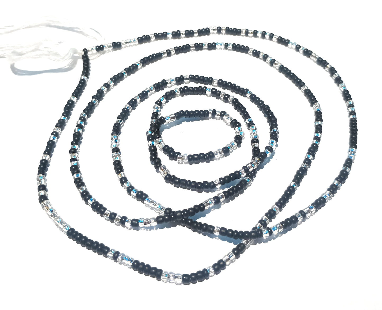 Multicolor Clear Variety Waist Beads, 44-Inch Tie-On Strand