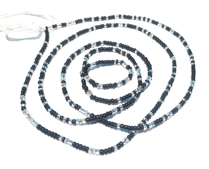 Multicolor Clear Variety Waist Beads, 44-Inch Tie-On Strand