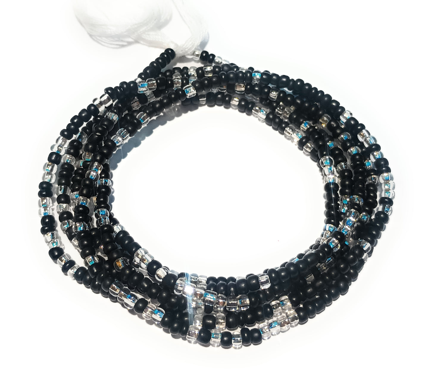 Multicolor Clear Variety Waist Beads, 44-Inch Tie-On Strand