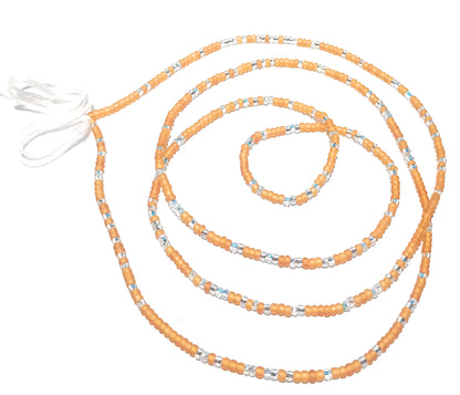 Multicolor Clear Variety Waist Beads, 44-Inch Tie-On Strand