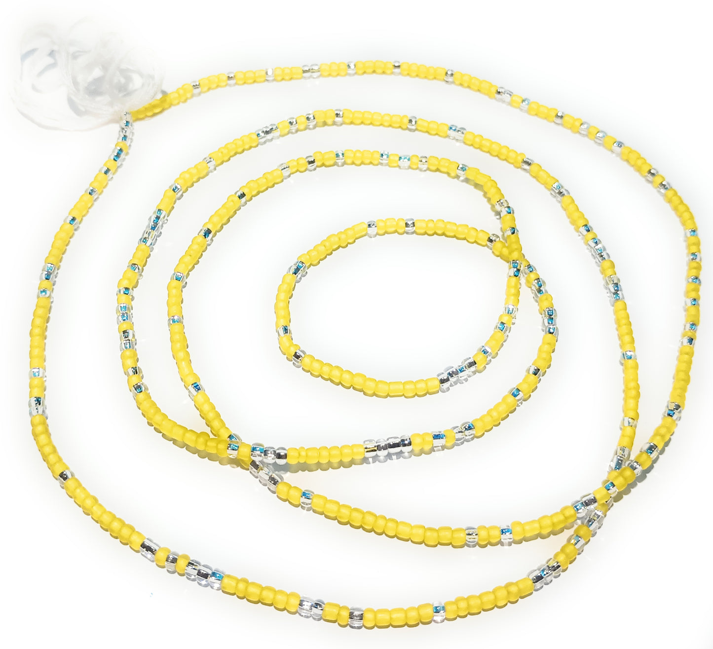 Multicolor Clear Variety Waist Beads, 44-Inch Tie-On Strand