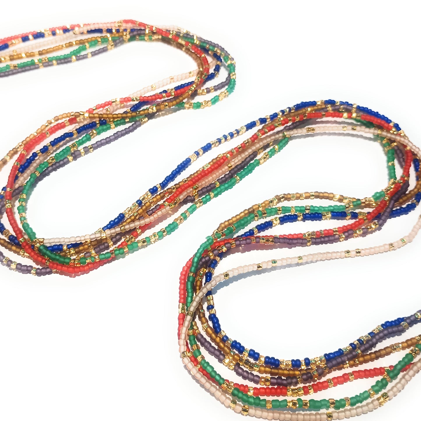 Multicolor Gold Variety Waist Beads, 44-Inch Tie-On Strand