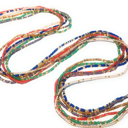 Multicolor Gold Variety Waist Beads, 44-Inch Tie-On Strand