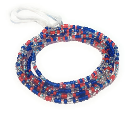 Triple Multicolor Waist Beads, 44-Inch Tie-On Strand