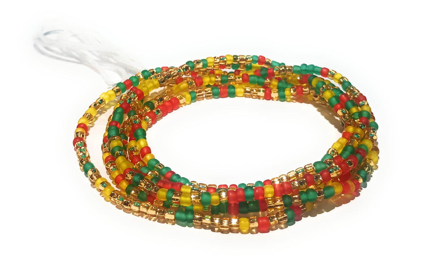 Triple Multicolor Waist Beads, 44-Inch Tie-On Strand