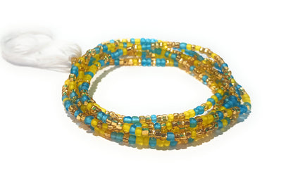 Triple Multicolor Waist Beads, 44-Inch Tie-On Strand