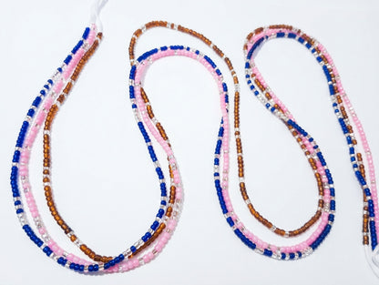 Colorful Authentic Tie-on 3MM Glass Waist Beads, 45-Inch Strand