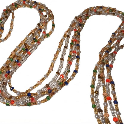 Pearl Waist Beads, Tie-on Traditional Styles, 45 Inches of Glass Beads