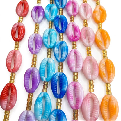 Cowrie Shell Waist Beads with Gold Accents, Lightweight Versatile Tie-On Strands