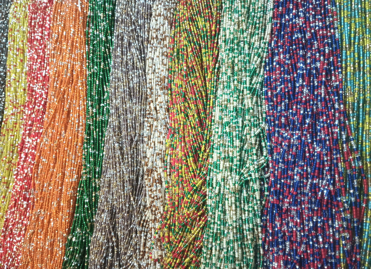 Multicolor Waist Beads, 45-Inch Tie-On Strand