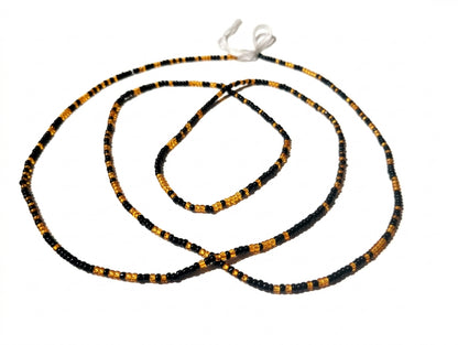 Gold & Colorful Authentic Tie-on Glass Waist Beads, 45-Inch Strand