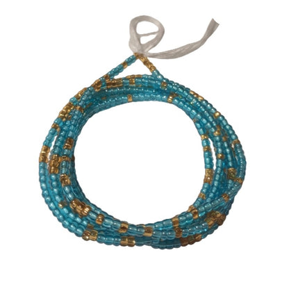 Gold & Colorful Authentic Tie-on Glass Waist Beads, 45-Inch Strand
