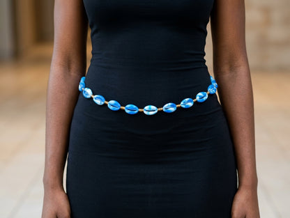 Cowrie Shell Waist Beads with Gold Accents, Lightweight Versatile Tie-On Strands