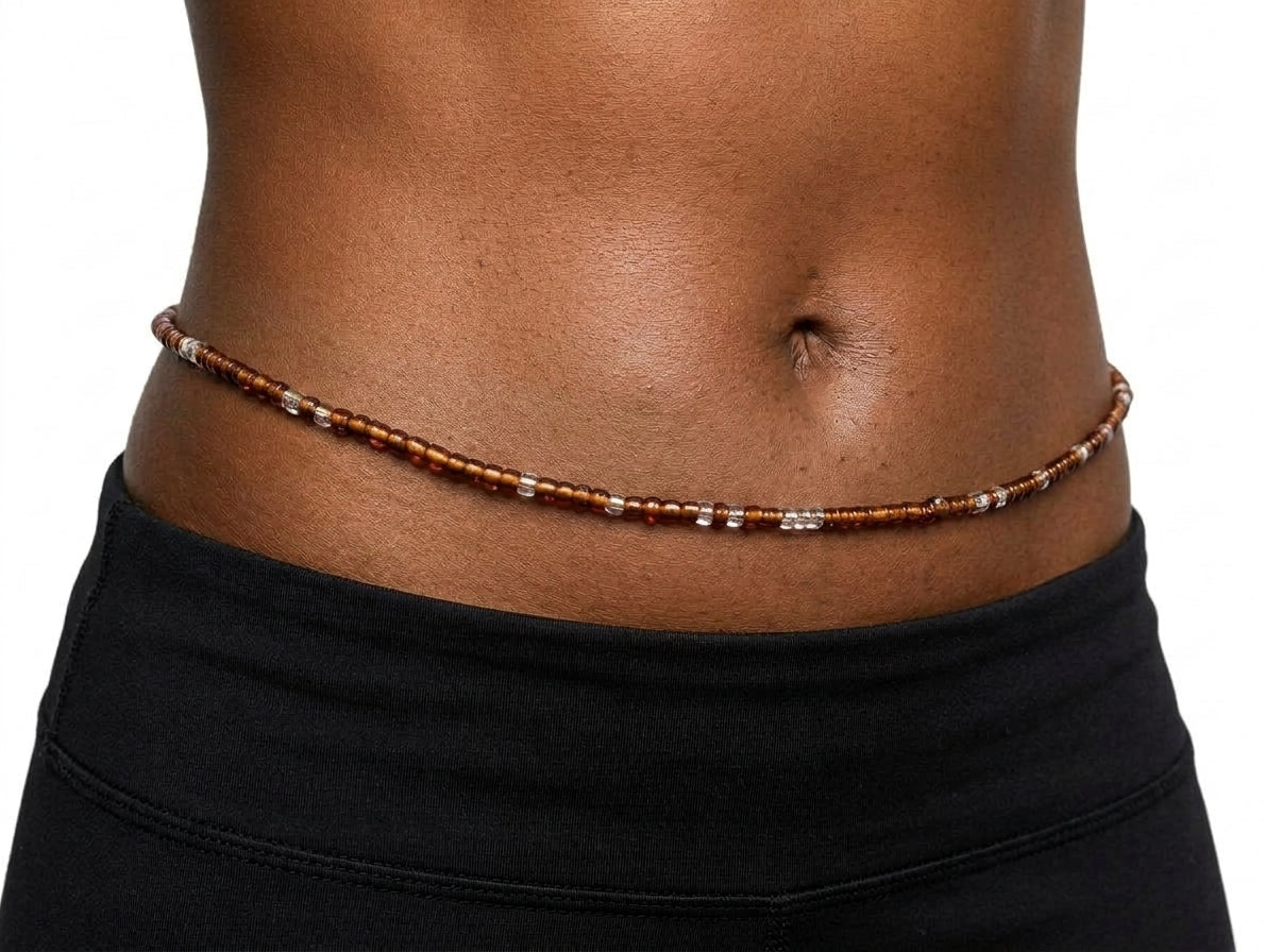 Colorful Authentic Tie-on 3MM Glass Waist Beads, 45-Inch Strand
