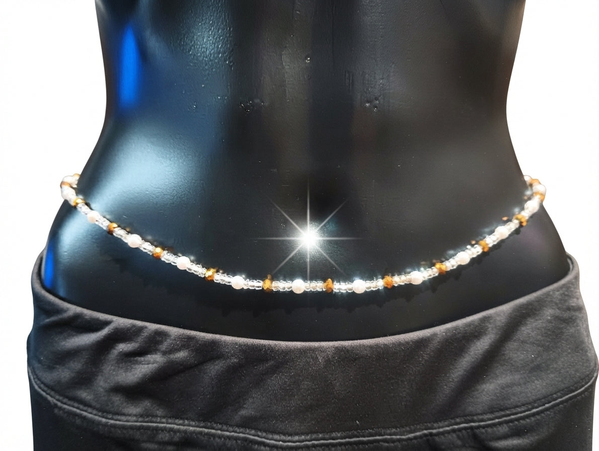 Pearl Waist Beads, Tie-on Traditional Styles, 45 Inches of Glass Beads