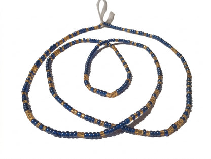 Gold & Colorful Authentic Tie-on Glass Waist Beads, 45-Inch Strand