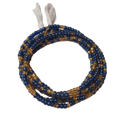 Gold & Colorful Authentic Tie-on Glass Waist Beads, 45-Inch Strand
