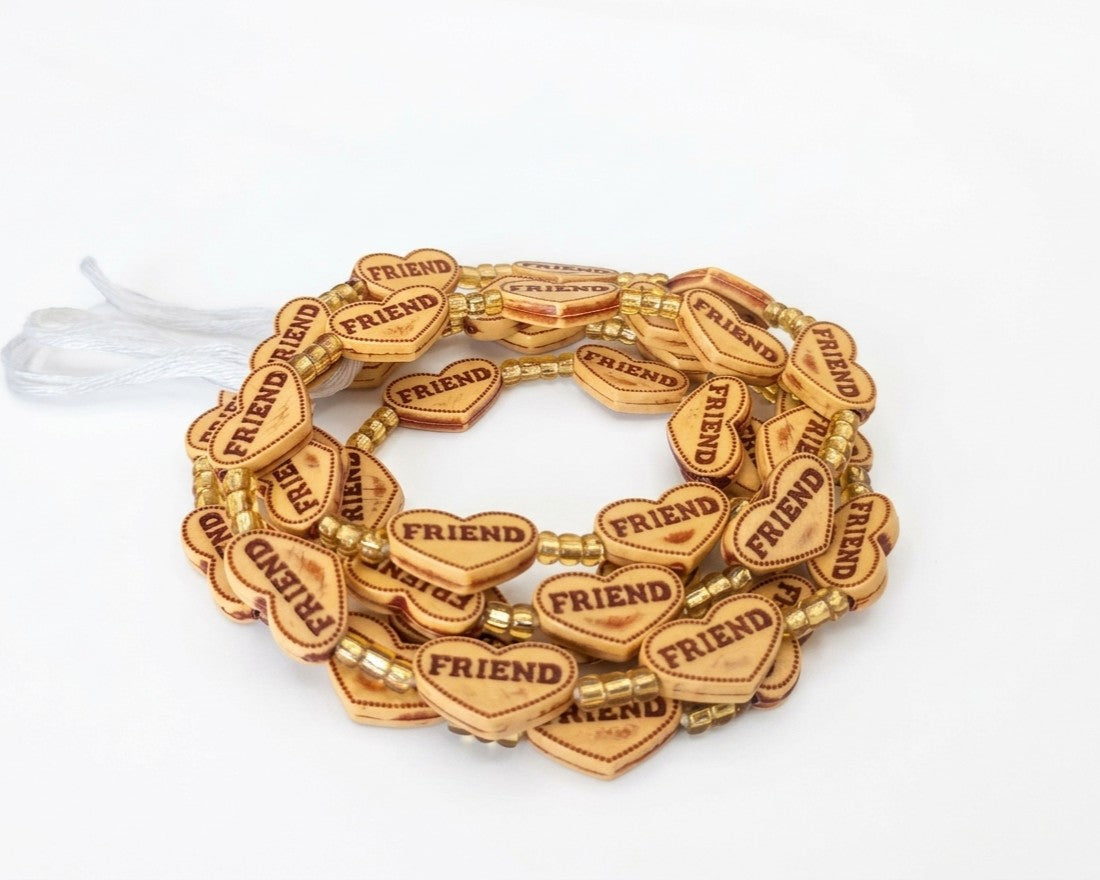 Acrylic Faux-Carved Statement Beads with Gold Accents, Lightweight Versatile Tie-On Adjustable 45-Inch Strands