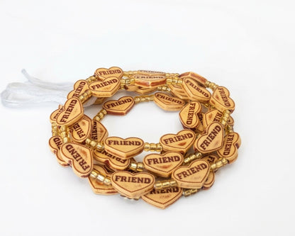 Acrylic Faux-Carved Statement Beads with Gold Accents, Lightweight Versatile Tie-On Adjustable 45-Inch Strands