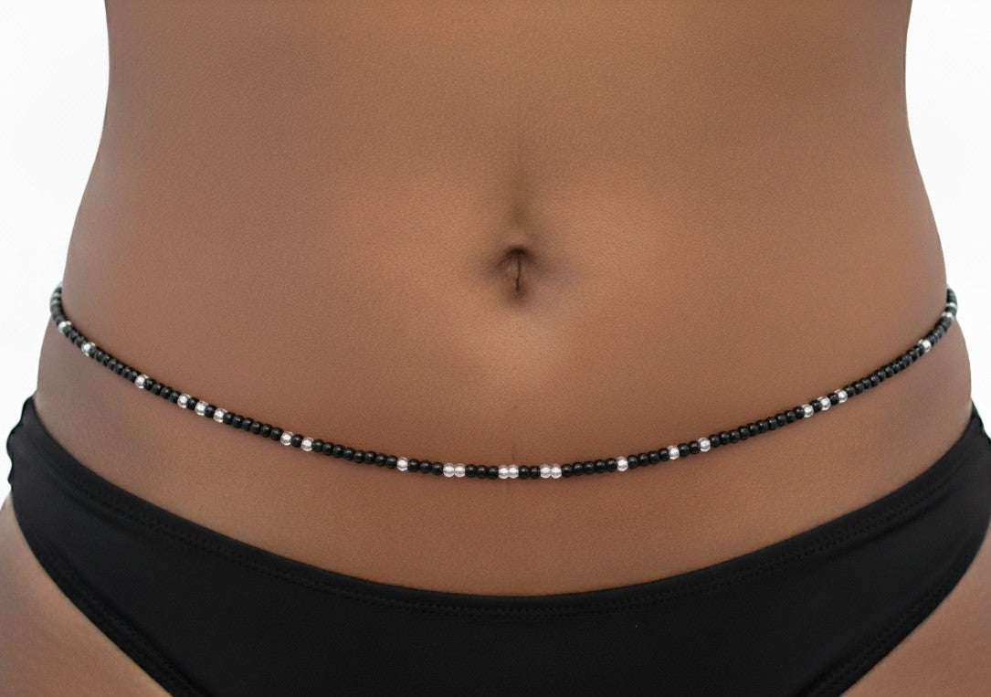 Multicolor Clear Variety Waist Beads, 44-Inch Tie-On Strand