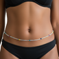 Clear Glass Waist Beads with Multi-Color Crystal Accents, 44-Inch Tie-On Cotton String