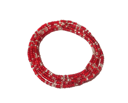 Colorful Authentic Tie-on Glass Waist Beads, 45-Inch Strand