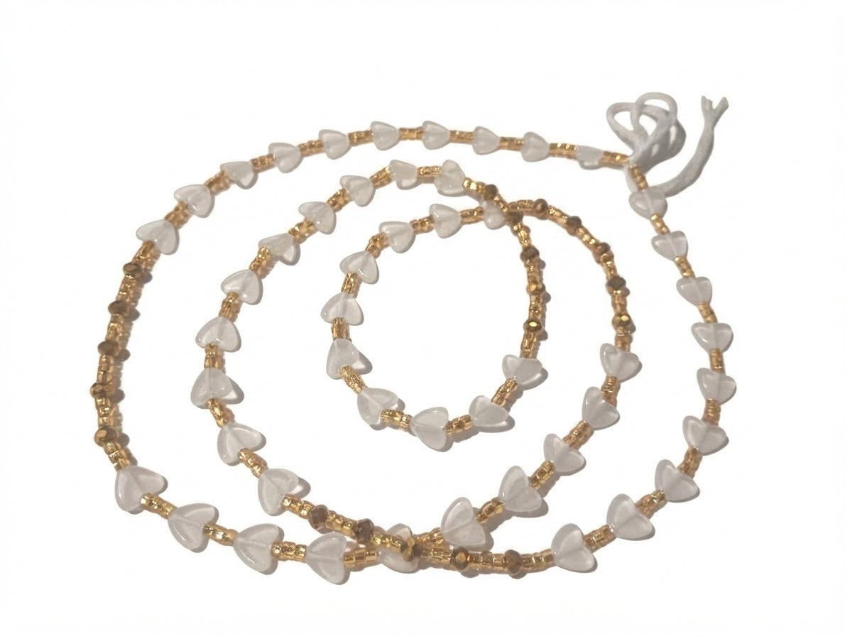 Glowing Heart Waist Beads, Tie-On 45-Inch Strand