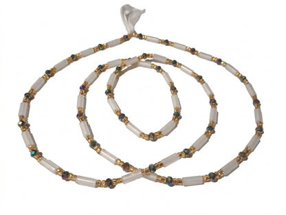 Glow-in-the-Dark Metallic Gold Waist Beads, Traditional Tie-On 45-Inch Strand