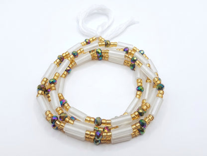 Glow-in-the-Dark Metallic Gold Waist Beads, Traditional Tie-On 45-Inch Strand